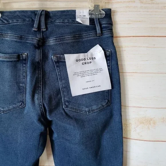 Good American Good Legs Crop Cotton/Elastane Stretchy Skinny Jeans Size 6/28